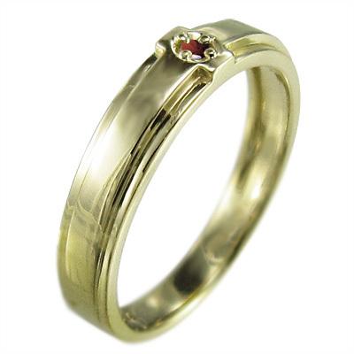 1月の誕生石 k10 一粒石 クロス リング ガーネットの画像