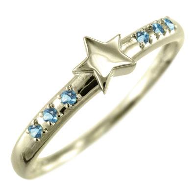 ブルートパーズ(青) スター 指輪 10金イエローゴールド 11月の誕生石の画像