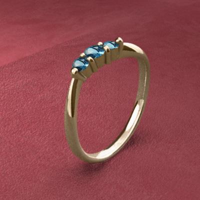 【正規販売店】 k18 指輪 3石 ブルートパーズ 11月の誕生石 【3653770894】(22126円)