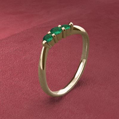 18kイエローゴールド 指輪 3石 エメラルド 5月の誕生石 