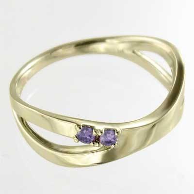 2月の誕生石 クロス アメシスト(紫水晶) k10イエローゴールド リングの画像