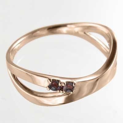 クロス リング ガーネット k18ピンクゴールド 1月誕生石の画像