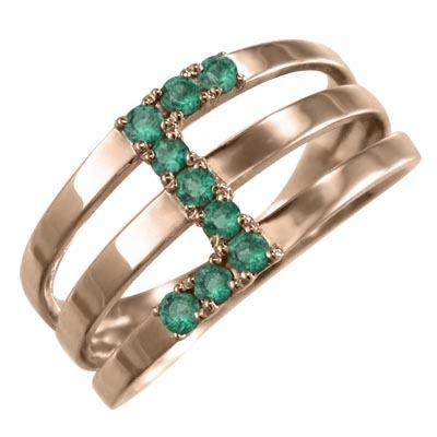 k10ピンクゴールド 5月の誕生石 リング エメラルドの画像