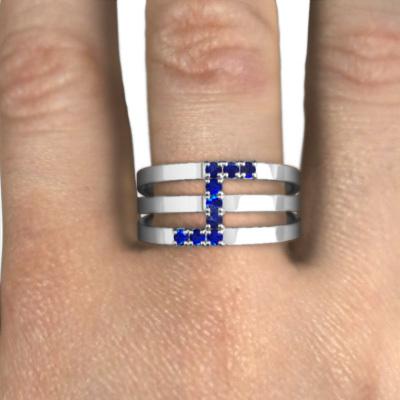 指輪 k10ホワイトゴールド ブルーサファイア 9月の誕生石の画像