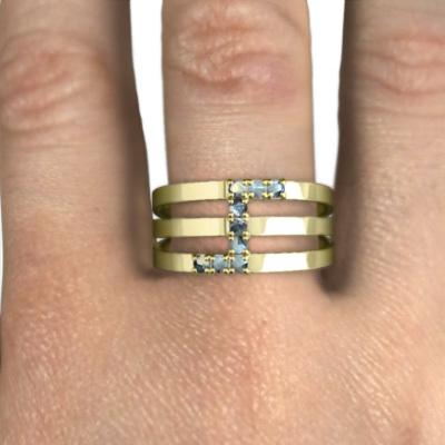 指輪 10金イエローゴールド アクアマリン 3月の誕生石の画像