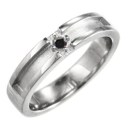 リング 一粒石 クロス ブラックダイヤモンド 4月の誕生石 k10ホワイトゴールド