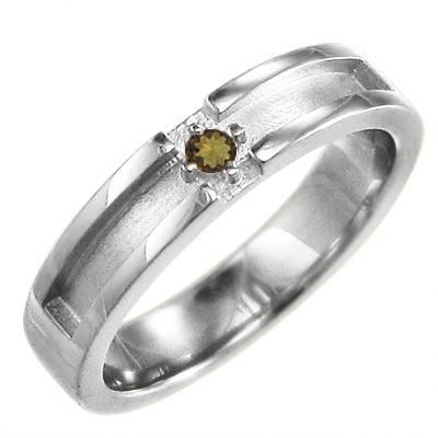 (黄水晶)シトリン ピンキー 小指 リング デザイン クロス 1粒 石 11月誕生石 10kホワイトゴールド
