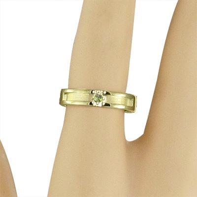 ペリドット 指輪 k18 一粒石 8月の誕生石 クロス ピンキーの画像