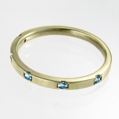 ファイブストーン 11月の誕生石 k10 ブルートパーズ スレンダー リングの画像
