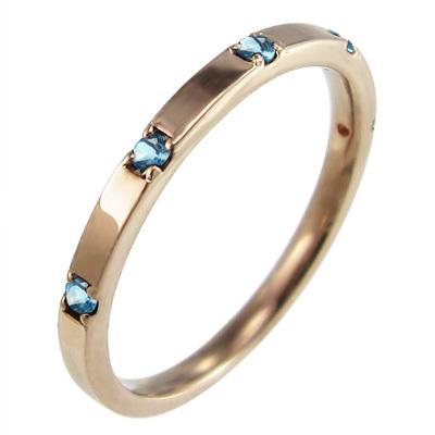 リング スレンダー ブルートパーズ ファイブストーン k18ピンクゴールド 11月誕生石の画像