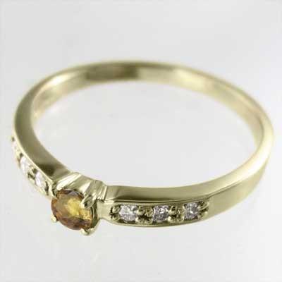 リング ダイヤモンド シトリン(黄水晶) k10イエローゴールド 0.08カラット 11月誕生石の画像