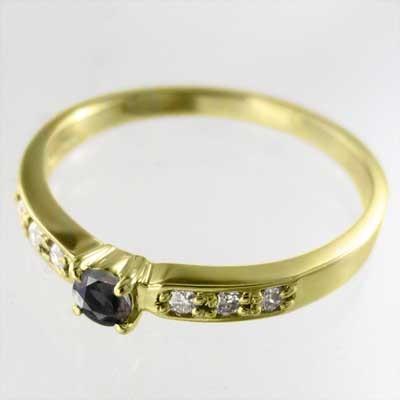 ブラックダイア 18金イエローゴールド 0.08カラット リング 4月の誕生石 ダイヤモンドの画像