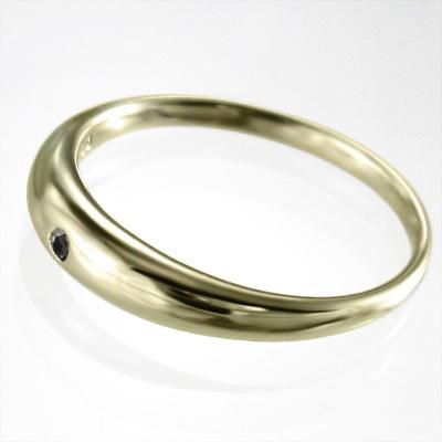 一粒 甲丸 指輪 ブラックダイアモンド k10イエローゴールド - 1