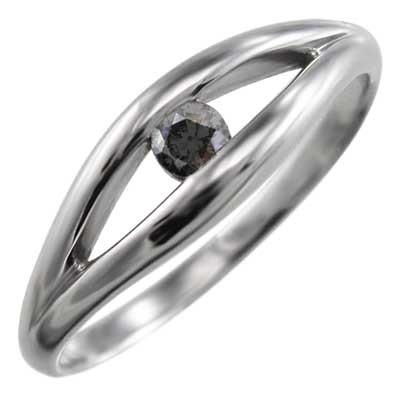 ブラックダイヤモンド(黒ダイヤ) 甲丸 タイプ リング 1粒 石 白金（プラチナ）900 4月誕生石