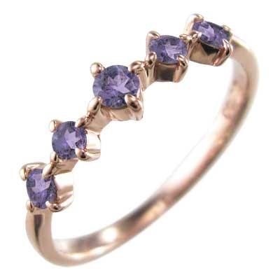 ハーフ エタニティリング アメジスト ファイブストーン k10ピンクゴールド 2月誕生石
