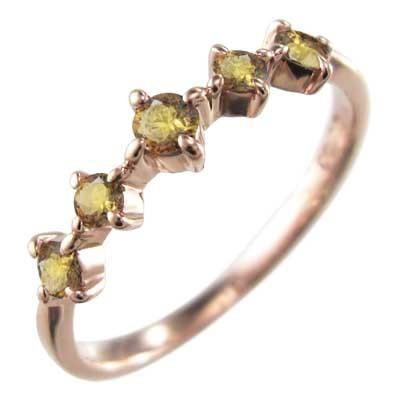 10kピンクゴールド ハーフ エタニティリング ファイブストーン (黄水晶)シトリン 11月誕生石