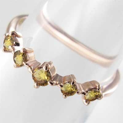 ハーフエタニティリング ファイブストーン リング シトリン(黄水晶) 11月の誕生石 k18ピンクゴールドの画像