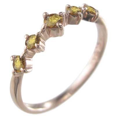 ハーフエタニティリング ファイブストーン リング シトリン(黄水晶) 11月の誕生石 k18ピンクゴールドの画像