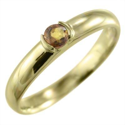 一粒石 リング 11月の誕生石 k18イエローゴールド シトリン(黄水晶)の画像