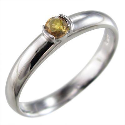 プラチナ900 一粒石 リング シトリン(黄水晶) 11月の誕生石の画像