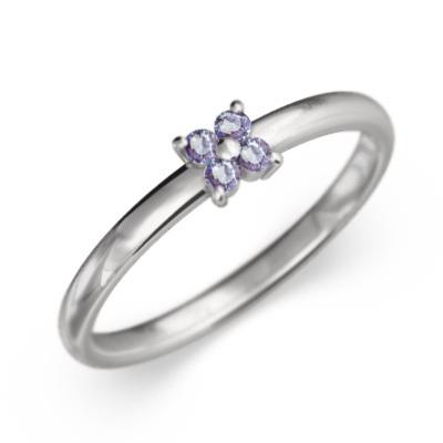 指輪 5石 Flower フラワー タンザナイト k10ホワイトゴールド