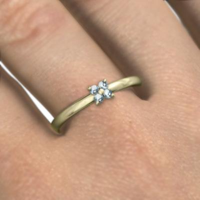 3月の誕生石 アクアマリン k10イエローゴールド リング フラワーの画像