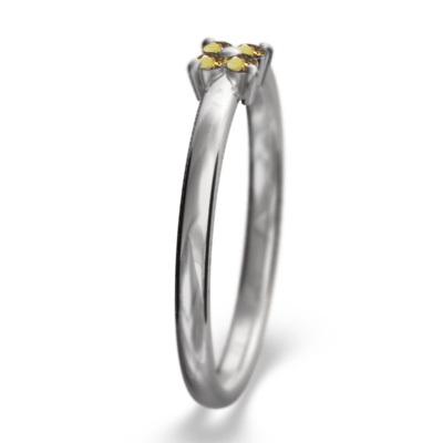 11月誕生石 シトリン(黄水晶) フラワー ホワイトゴールドk18 リングの画像