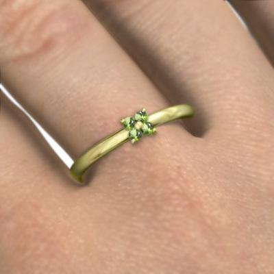 リング 8月の誕生石 フラワー ペリドット k18イエローゴールドの画像