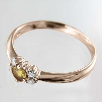 11月の誕生石 10金ピンクゴールド ファイブストーン (黄水晶)シトリン 指輪の画像