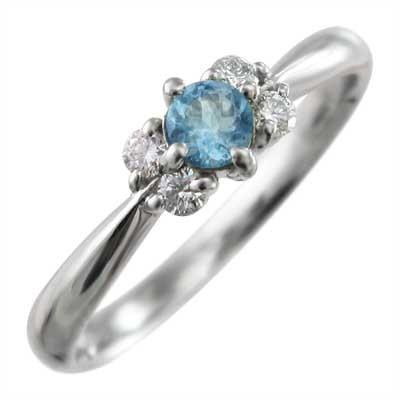 ブルートパーズ 指輪 5石 11月誕生石 k10ホワイトゴールド