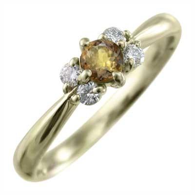 リング 11月の誕生石 k10イエローゴールド シトリン(黄水晶) ファイブストーンの画像