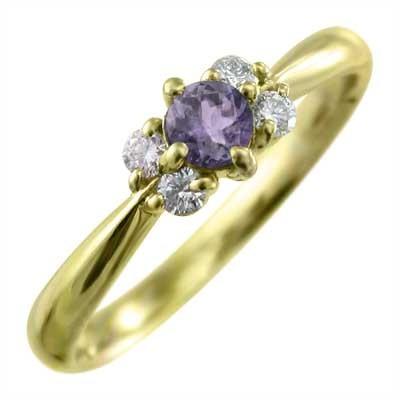 18金イエローゴールド リング 2月誕生石 アメシスト(紫水晶) ファイブストーン_3