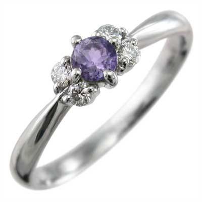 白金（プラチナ）900 ファイブストーン アメシスト(紫水晶) リング 2月の誕生石の画像