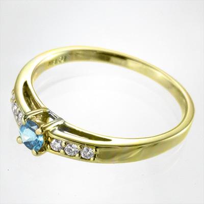 18金イエローゴールド ブルートパーズ(青) 11月の誕生石 指輪の画像