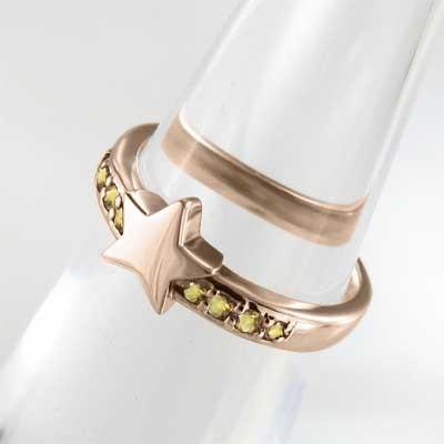 指輪 k10ピンクゴールド 11月の誕生石 (黄水晶)シトリン スターの画像