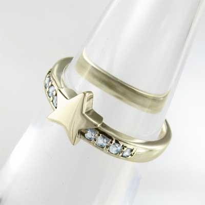 指輪 k10 3月の誕生石 スター アクアマリンの画像