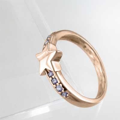 スター リング 12月の誕生石 タンザナイト k18ピンクゴールドの画像