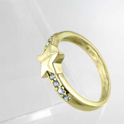 k18イエローゴールド リング 3月の誕生石 アクアマリン スターの画像