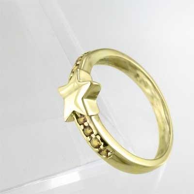 k18イエローゴールド シトリン(黄水晶) リング 11月の誕生石 スターの画像