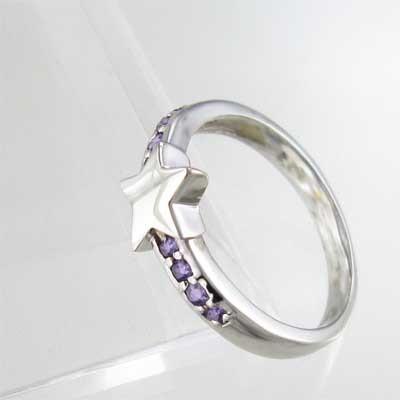 白金（プラチナ）900 リング アメシスト(紫水晶) スター 2月の誕生石の画像