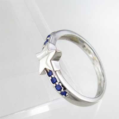 プラチナ900 9月の誕生石 スター 指輪 ブルーサファイアの画像