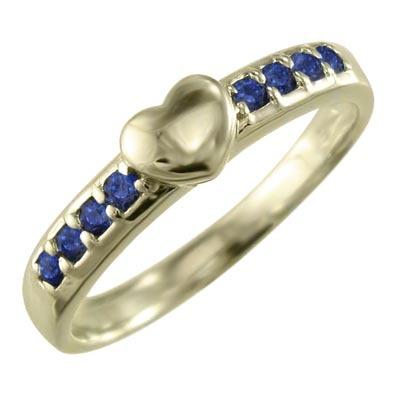 サファイア リング 9月の誕生石 ハート k10の画像