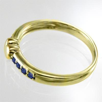 リング ハート 9月の誕生石 k18イエローゴールド サファイア(青)の画像