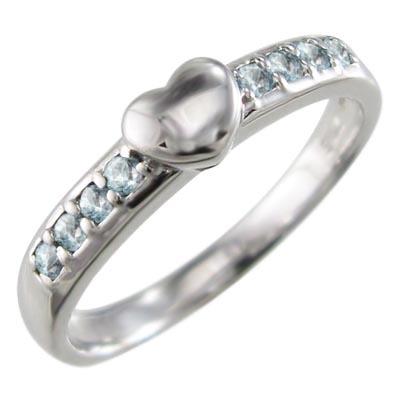 3月の誕生石 ハート プラチナ900 リング アクアマリンの画像