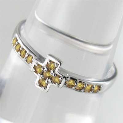 11月誕生石 リング プラチナ900 クロス シトリン(黄水晶)の画像