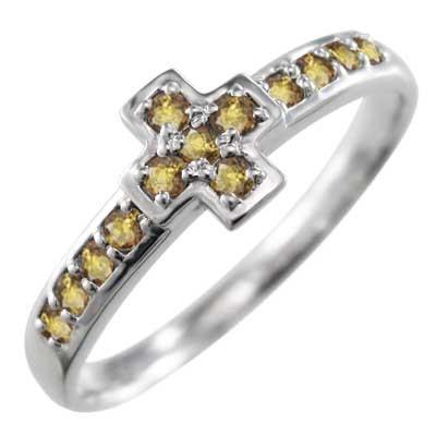 11月誕生石 リング プラチナ900 クロス シトリン(黄水晶)の画像