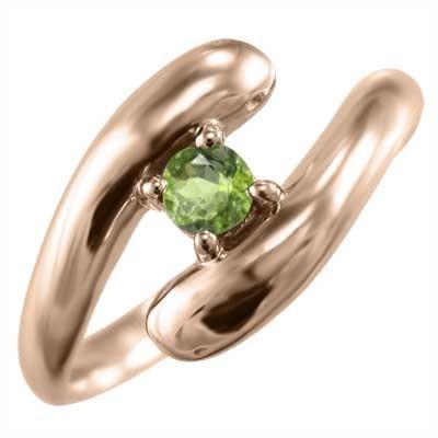 指輪 1粒 石 金運 象徴 ヘビ ペリドット 8月誕生石 18金ピンクゴールド