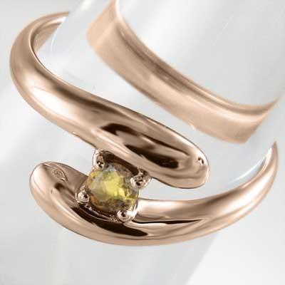 一粒石 蛇 k18ピンクゴールド リング シトリン(黄水晶) 11月誕生石の画像