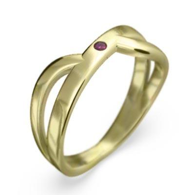ルビー 18金イエローゴールド 7月の誕生石 リング 一粒石の画像