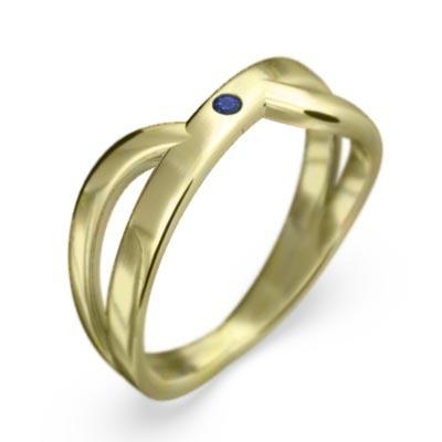 9月の誕生石 リング k18イエローゴールド ブルーサファイア 一粒石の画像